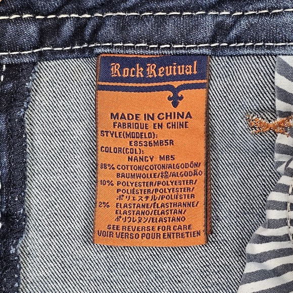 Rock Revival Nancy Boot Cut Mid Rise Jeans Womens 28 Denim Distressed 32x32 - Picture 12 of 13